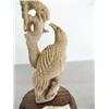 Image 4 : 5" bone carving of 2 eagles on tree mounted on wood base outstanding quality- imported, not Alaskan 