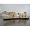 Image 1 : 10" bone carving of 3 bears with inset baleen eyes/noses on baleen base by H. B. Slwooko ()