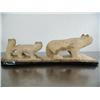 Image 4 : 10" bone carving of 3 bears with inset baleen eyes/noses on baleen base by H. B. Slwooko ()
