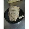 Image 1 : Toothpick holder carved from bone with man's face mounted on soapstone ()