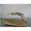 Image 3 : Pod of 4 whales carved out of antler and mounted on bone- imported, not Alaskan ()