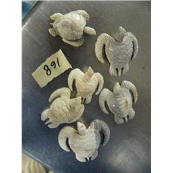Group of 6 carved bone sea turtles ()