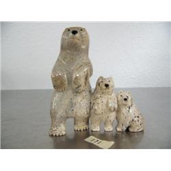 Group of 3 bears carved from bone 4-1/2" tall ()