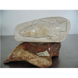 Relief carved salmon on bone 5-1/2" long ()