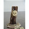 Image 1 : 2-1/2" ivory owl's face mounted on antler ()