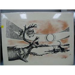 Print of caribou by Terry Haskett 143 of 250