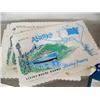 Image 2 : Lot of: old Alaska linen napkins, postcards, place mats, opal gem stone