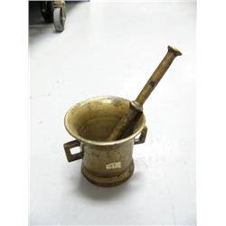 Very old brass mortar and pestle- 5" ()
