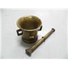 Image 2 : Very old brass mortar and pestle- 5" ()