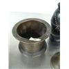 Image 2 : Lot of: 2 brass mortar and one pestle, very old bell, very old wooden container with carved bird on 
