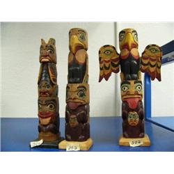 Lot of 3 wooden imported, not Alaskan totems ()