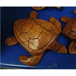QUANTITY 24: wooden carved turtles- top bidder takes as many as they want ()