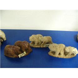 Lot of 3 carved bone bears- imported, not Alaskan ()