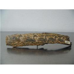 12-1/2" mastodon ivory bark relief carved with 5 geese- imported, not Alaskan ()