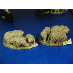Pair of carved bone bears 4" ()