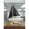 Image 2 : 8" white ivory and baleen sailing ship by Jonal Tulek from Nome, AK- in glass case ()