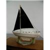 Image 3 : 8" white ivory and baleen sailing ship by Jonal Tulek from Nome, AK- in glass case ()
