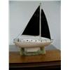 Image 4 : 8" white ivory and baleen sailing ship by Jonal Tulek from Nome, AK- in glass case ()