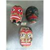 Image 1 : Lot of 3 imported, not Alaskan small wooden hand carved and painted masks ()