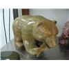 Image 1 : 16" soapstone bear with horn fish in mouth by Eddie Lee ()