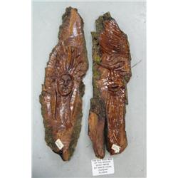 Lot of 2 relief wood carvings (112)