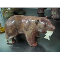 6" soapstone bear with fish in mouth by Eddie Lee ()