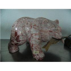 10-1/2" soapstone bear with fish in mouth by Eddie Lee ()