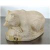 Image 1 : 4-1/2" carved mammoth ivory bear with fish- Russian ()