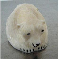 3" white ivory polar bear by Ron Ozenna from Diomede, AK ()