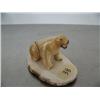 Image 1 : 2-1/4" fossilized walrus ivory bear mounted on ivory base by Lane Penauah from Savoonga, AK- tremend
