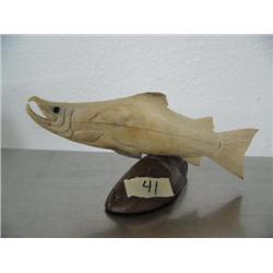5-1/4" imported, not Alaskan carved bone salmon ()