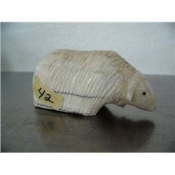 3-3/4" white ivory musk ox by Ron Sinkak ()