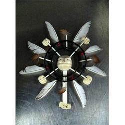 9" spirit mask made from ivory and baleen and old trade beads by Mark Seeganna ()