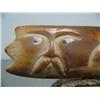 Image 3 : 5" fossilized ivory eagle's head and man's face with inset baleen and ivory eyes mounted on fossiliz