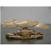Image 1 : 8" group of 4 salmon from fossilized ivory done in 1992- small amount of damage to small salmon tale