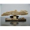 Image 5 : 8" group of 4 salmon from fossilized ivory done in 1992- small amount of damage to small salmon tale