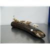 Image 1 : 15" ivory 5-dog team mounted on a mammoth ivory tusk done by H. B. Slwooko- with man and sled- sled 