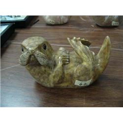 6" soapstone carved sea otter by Eddie Lee ()