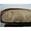 Image 2 : Relief carving of 3 mastodons done on mastodon bark signed GVG- 7" long and 2" high- Russian ()