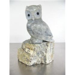 Soapstone owl on soapstone 8" high and 5" width signed by Eddie Lee ()