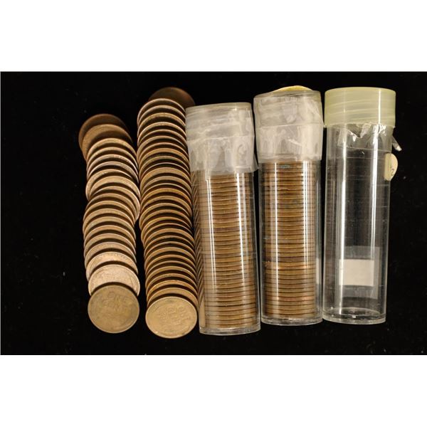 3 SOLID DATE ROLLS OF LINCOLN WHEAT CENTS: 1951-D,