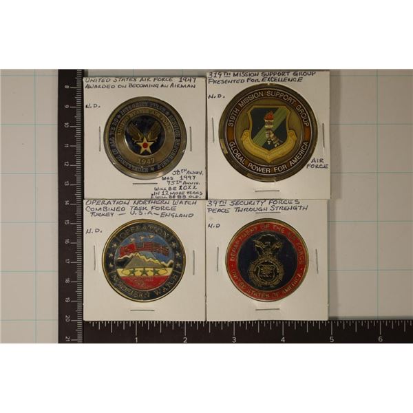 4 U.S. MILTARY CHALLANGE COLORIZED COINS: 1947