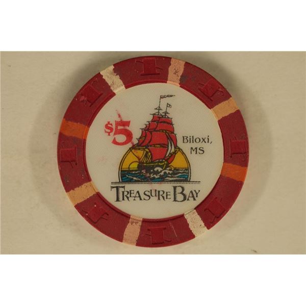 $5 TREASURE BAY CASINO CHIP. BILOXI, MS