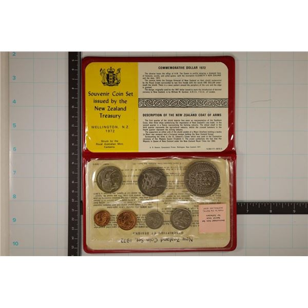 1972 NEW ZEALAND 7 COIN UNC SET IN RED FOLIO