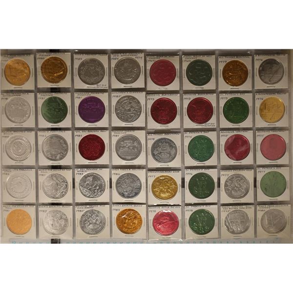 40 ASSORTED ALUMINUM MARDI GRAS TOKENS VARIOUS