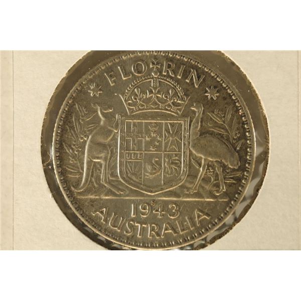 1943-S AUSTRALIA SILVER FLORIN .3364 OZ. ASW