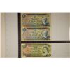 Image 1 : 3 CANADA BILLS: 2-1972 FIVE DOLLAR & 1-1969 TWENTY