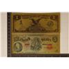 Image 1 : 2-24 KT GOLD FOIL REPLICAS OF US BILLS: $1 & $5