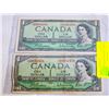 Image 1 : 2 1954 $1 CANADA REPLACEMENT BILLS *B/M