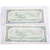 Image 2 : 2 1954 $1 CANADA REPLACEMENT BILLS *B/M